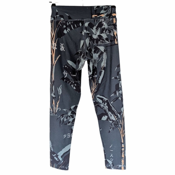 Liquido Freedom Leggings Yoga Active Run Women's Med Dark Green Palm Tree Print - Picture 11 of 13